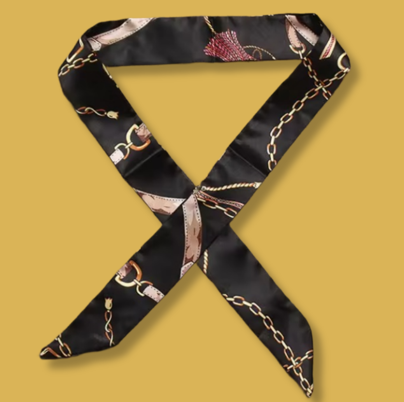 Noir Bridle Chain Silk Twilly