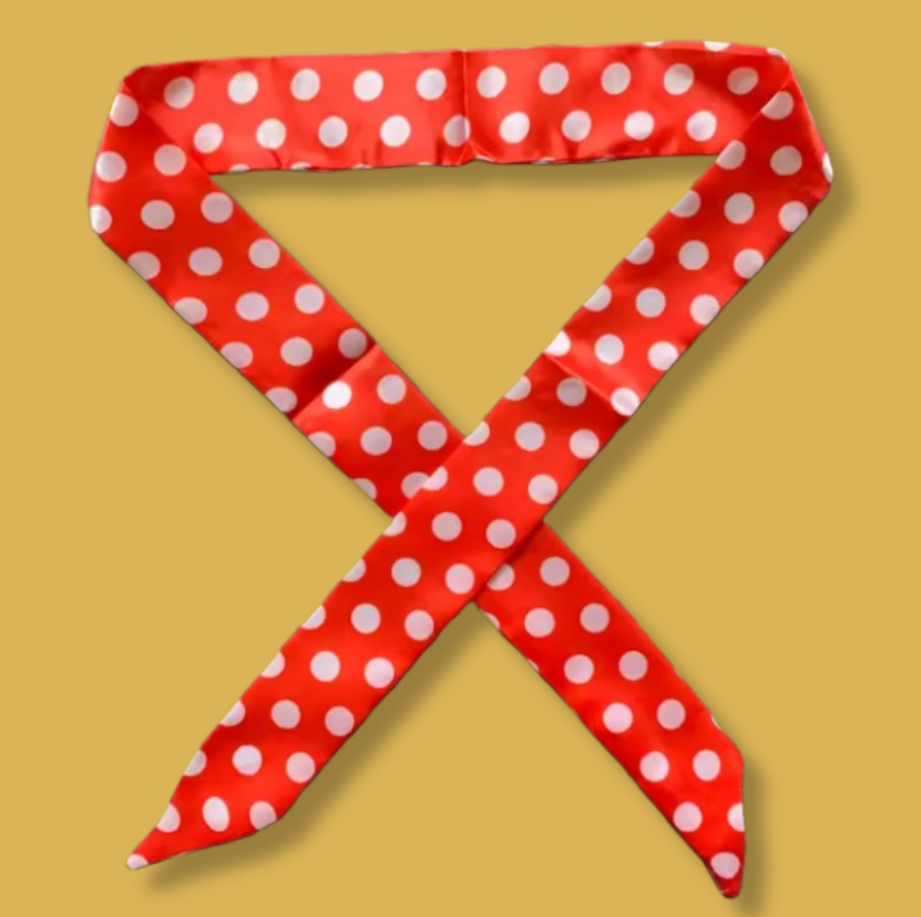 Retro Polka Rouge Silk Twilly