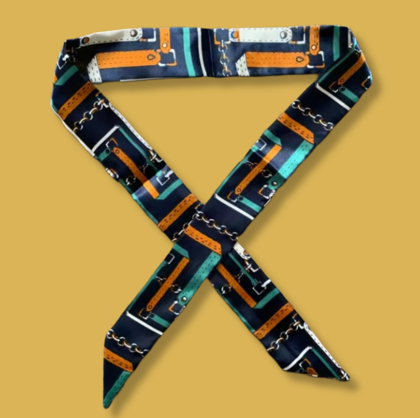 Midnight Chains Silk Twilly