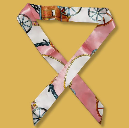 Blush Carriage Loop Silk Twilly (A18)