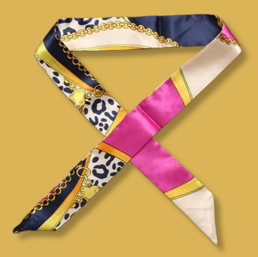 Royal Leopard Chain Silk Twilly