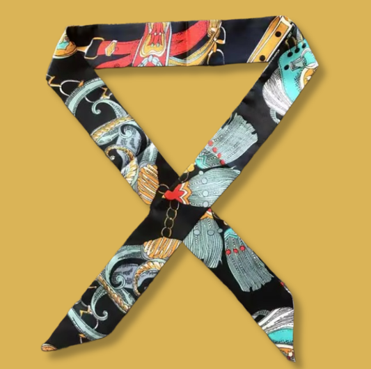 Midnight Baroque Silk Twilly (A37)