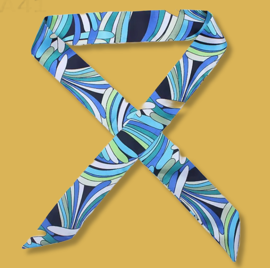 Blue Mirage Waves Silk Twilly (A41)