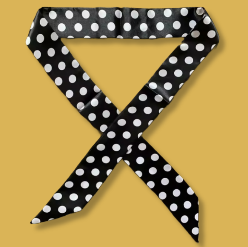 Silk Polka Twilly – Noir Spot