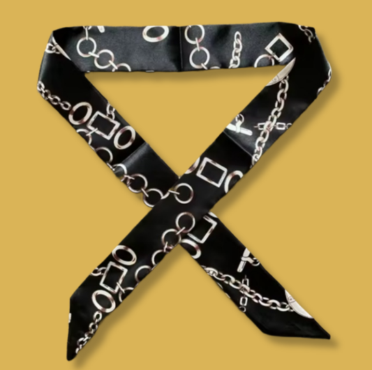 Noir Chainlink Silk Twilly (A57)