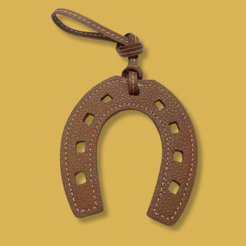 Chestnut Saddle Horseshoe Charm (Brown/Tan)